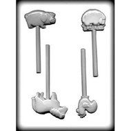 8H-11219Farm Animals Sucker Hard Candy Mold Package of 3