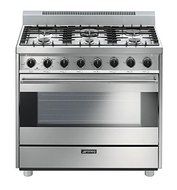 Smeg C36GGXU 36" Free Standing Gas Range with 6 Gas Burners and 3 Cooking Modes, Stainless Steel N3