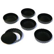 Stately Kitchen's Commercial Grade Non Stick Removable Bottom 5 Inch Mini Quiche Pans / Mini Tart Pans (6 - Pack) N2