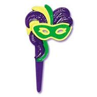 Mardi Gras Mask Cupcake Picks - 12 ct