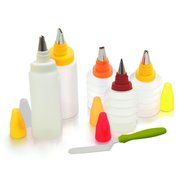 5 PCS Squeeze Bottles + 5 PCS Stainless Steel Piping Mouth + 1 PCS Spatula DIY Cake Baking Decorating Making Tools... N5