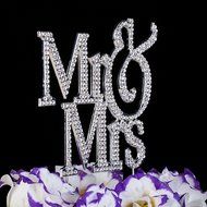 LOVENJOY Gift Box Pack Silver Bling Crystal Rhinestone Mr and Mrs Monogram Wedding Engagement Metal Cake Topper... N2
