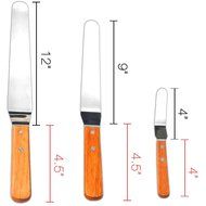 BakeitFun Stainless Steel Angled Icing Spatula Set | Professional Cake Decorating Tools with Black Plastic Handle... N14