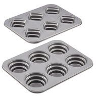 Cake Boss Specialty Nonstick Bakeware 2-Piece Round and Square Mini Stacked Cakelette Pan N4