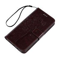 J7 Case,Samsung Galaxy J7 Case (2015 Version) - Wallet Embossed Butterflies Tree Premuim PU Leather Soft TPU Inner... N25