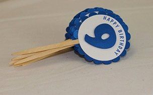 All About Details Shimmer Blue 9th Birthday Cupcake Toppers, Set of 12 N3