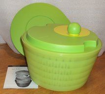 Tupperware Spin N Save Salad Spinner 4 Qt Lettuce Bowl GREEN N2