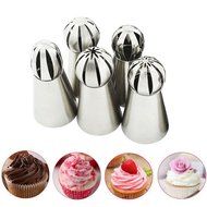 Bestgoo 5 PCS Russian Icing Piping Nozzles Tips Set, Sphere Ball Russian Tips Stainless Steel, Pastry Cake Fondant... N3