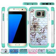 Galaxy S7 Edge Case, HLCT Rugged Shock Proof Dual-Layer Case for Samsung Galaxy S7 Edge (2016) (Green White A) N47