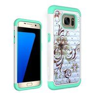 Galaxy S7 Edge Case, HLCT Rugged Shock Proof Dual-Layer Case for Samsung Galaxy S7 Edge (2016) (Green White A) N48