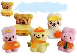 OHF 6 in 1 Bento Accessories Enjoy Dressing up Dolls Family Rice Mold Onigiri Shaper and Dry Roasted Seaweed Cutter... N4