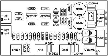 DROK&reg; NE5532 Preamp Volume Control Board 10 Times Pre-amp A51 Treble mediant Bass Low Noise OPA Digital Controller N3