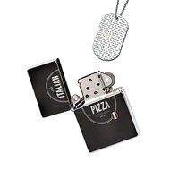 New Vibe Silver Flip Top Lighter - Italian Pizza