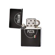 New Vibe Silver Flip Top Lighter - Italian Pizza N2