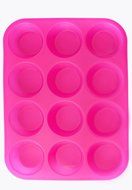 Silicone Muffin &amp; Cupcake Pan - 12 Cups Pink Mold &amp; Baking Tray- Reusable, Non-Stick Bakeware - Heat Resistant... N16
