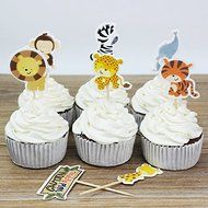 Mydio Set of 24 Cute Decorative Cupcake Muffin Toppers Wild Animals Zoo, Farm Animals Cake Cupcake Decorative... N6