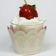 MINI Cupcake Wrappers Red and White Polka Dot, Solid, 24 Wraps, Confetti Couture Party Supplies N10