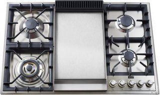 Ilve UXLP90F 36" Built In Gas Cooktop with 4 Brass Burners Griddle Flame Failure Safety Device Cast Iron Grates...