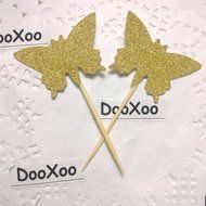 DOOXOO Gold Butterfly Cupcake Toppers Wedding Bridal Shower Baby Shower, Favors Party Picks Birthday Gold Decorations... N3