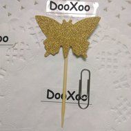 DOOXOO Gold Butterfly Cupcake Toppers Wedding Bridal Shower Baby Shower, Favors Party Picks Birthday Gold Decorations... N4
