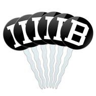 Set of 6 Cupcake Picks Toppers Decoration Letter Initial Black White - Letter G Initial N7