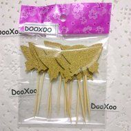 DOOXOO Gold Butterfly Cupcake Toppers Wedding Bridal Shower Baby Shower, Favors Party Picks Birthday Gold Decorations... N5
