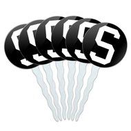 Set of 6 Cupcake Picks Toppers Decoration Letter Initial Black White - Letter G Initial N8