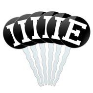 Set of 6 Cupcake Picks Toppers Decoration Letter Initial Black White - Letter G Initial N9