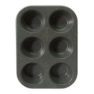 casaWare Toaster Oven 6 Cup Muffin Pan NonStick Ceramic Coated (Silver Granite) N2