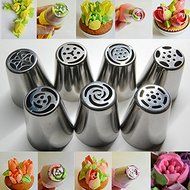 7PCS Stainless Steel Nozzles Russian Tulip Icing Piping Pastry Decorating Tips Cake Cupcake Decorator Rose Kitchen... N5