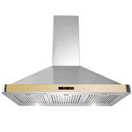 GOLDEN VANTAGE 36" Wall Mount Stainless Steel Range Hood Kitchen Vent With Golden Control Panel GV-63190D-GLD