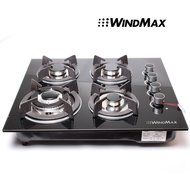 Windmax US Seller 24" 3.3KW Kitchen Glass Built-in 4 Burners Gas Hob Cooktop Cookware N3