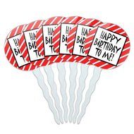 Set of 6 Cupcake Picks Toppers Decoration Birthday Party - Over the Hill Birthday Black Yellow N21