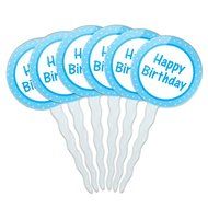 Set of 6 Cupcake Picks Toppers Decoration Birthday Party - Over the Hill Birthday Black Yellow N22