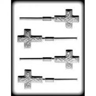 8H-7213 2 1/4" Cross Sucker Hard Candy Mold Package of 3