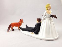 Funny Hunting Wedding Cake Topper - Fox Hunting Groom Hunted By Bride N3