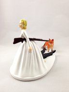 Funny Hunting Wedding Cake Topper - Fox Hunting Groom Hunted By Bride N4