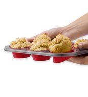 reuseit Easy Bake, Non stick, Oven safe, 100% BPA-free, Stainless steel and Food grade Silicone Muffin Pan, Red N2