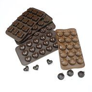 Webake 5 Pack Silicone Chocolate Molds, Candy Molds, 15 Cavity 5 Shape N4