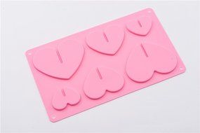 6 Cavity Big&amp;Small Love Heart Shape Silicone Cake Chocolate Baking Mold for Microwave Oven N4