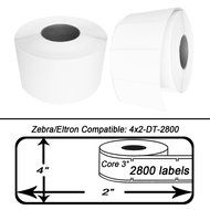 4x2 (4" X 2") Direct Thermal Zebra Eltron Labels 3" Core (16 Rolls/2800 Labels Per roll) N2