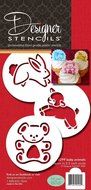 Designer Stencils C299 Baby Animals Cookie Stencils, (Lamb, Bunny, Teddy Bear), Beige/semi-transparent