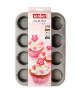 Zenker 9153 Muffin Tin "Candy" For 12 Muffins, Pink/Silver, 15.16 x 10.43 x 1.18"