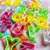 BleuMoo A-Z 26pcs Colored Capital Cutters Letters Cake Molds Alphabet Cookie Cutter Set N4