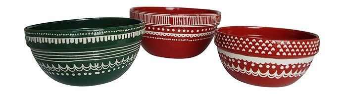 Tag Woodland Stoneware Mixing Bowls Set of 3 Assorted Sizes Red and Green