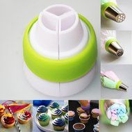ilauke 3-Color Coupler Russian Nozzle Converter Icing Piping Bag for Cake Cupcake Decorating Tool N4