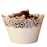Filigree Regular Cupcake Wrapper, White, 12 pack N14
