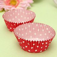 100pcs Red Polka Dot Muffin Cupcake Paper Liners Cups N8