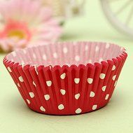 100pcs Red Polka Dot Muffin Cupcake Paper Liners Cups N9