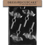 Dress My Cupcake Chocolate Candy Mold, Mustache Lollipop, Set of 6